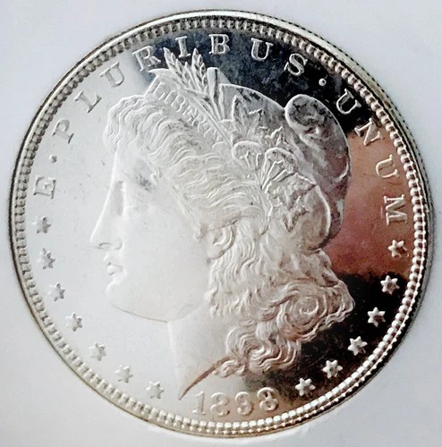 1898 P MORGAN SPECTACULAR CAMEO DMPL! 30+INCH BLK MIRRORS UDM MS+++++ NR #64741