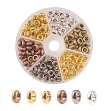 300Pcs 6 Color 4Mm Hole Metal Spacer Beads For European Jewelry Making