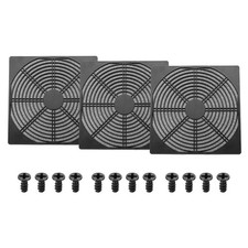 3Pcs 200mm Fan Filter Grill Plastic Ventilation Grill Cover with Screws, Black