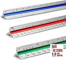 12" Architectural Scale Ruler Aluminum Architect Scale Triangular Tricolor