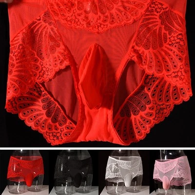 Mens Sissy Pouch Panties Underwear Sexy Lace Briefs Knickers Shorts Underpants