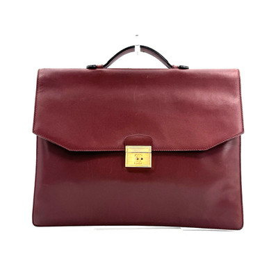 Cartier Briefcase Business Bag Leather Bordeaux Red Authentic