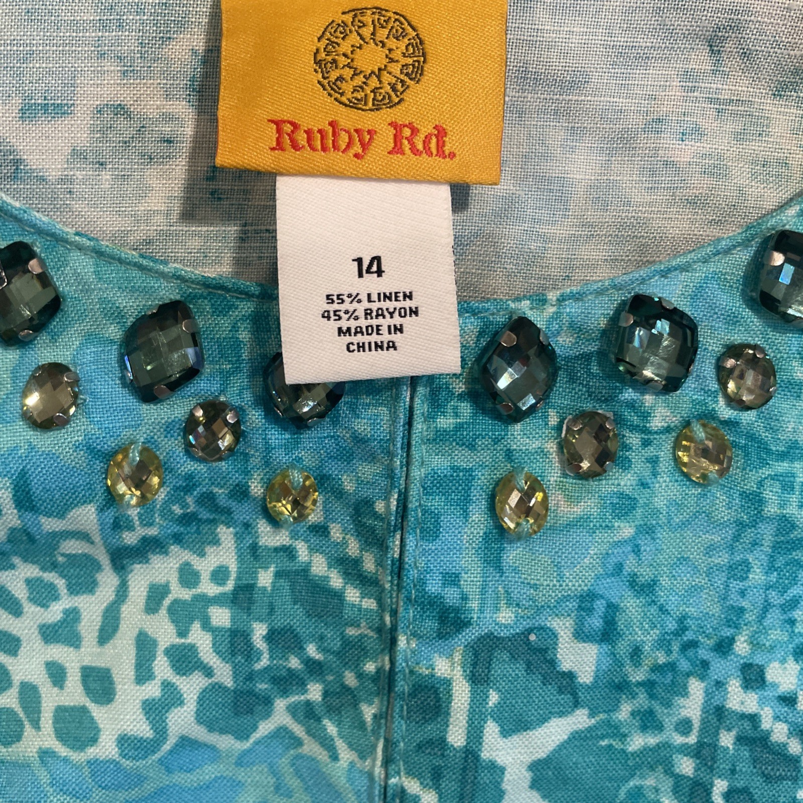 Ruby Rd Jacket 14 Lightweight Linen Blue Snake Pr… - image 7