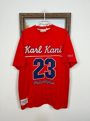 Vintage Karl Kani Baseball Jersey Hip Hop Rap Red Tee Over Print
