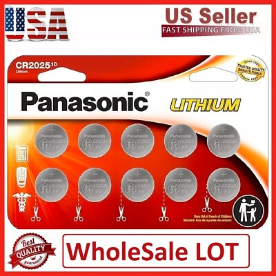 #ad LOT 10 100 Panasonic LITHIUM BATTERY 3V CR2025 2025 BR2025 DL2025 Button Cell $74.99