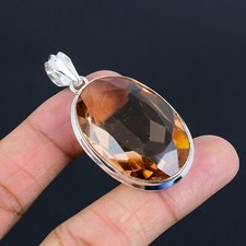 Morganit ovaler Edelstein handgefertigt 925 Sterlingsilber Schmuck Anhänger 1...