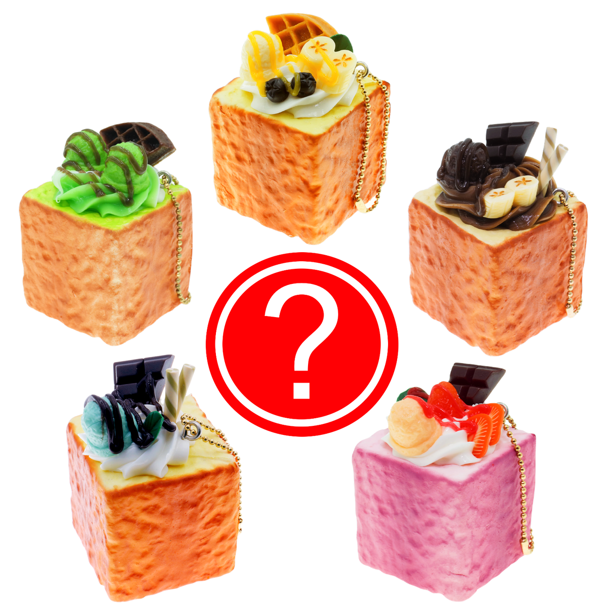 Bread Squishy Fruit Ice Cream Toast Gashapon Keychain 1 Random