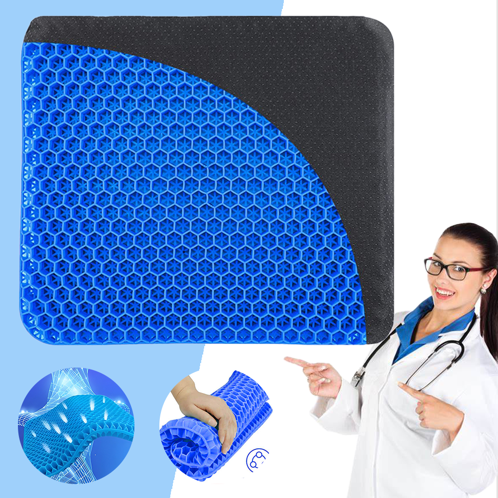 AP1US Gel Sitzkissen Blau - Orthopädisch & Atmungsaktiv Für Büro & Auto