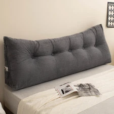 Large Wedge Pillow Headboard Bed Bolster Pillow Reading Backrest Removable Cover
