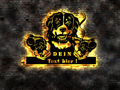Böser Berner Sennenhund  LED Wandbild Holz Welpen Welpe no Aufkleber Sennhund