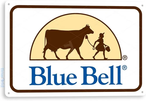 Tin Metal Sign Blue Bell Vintage Retro Ice Cream Parlor Kitchen 8x12