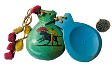 Castanets Music Instrument Wood Painted Vintage ra