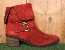 DONALD J PLINER 'Danee BV' Dark Red Suede Fold Over Moto Boots Sz. 8.5 M