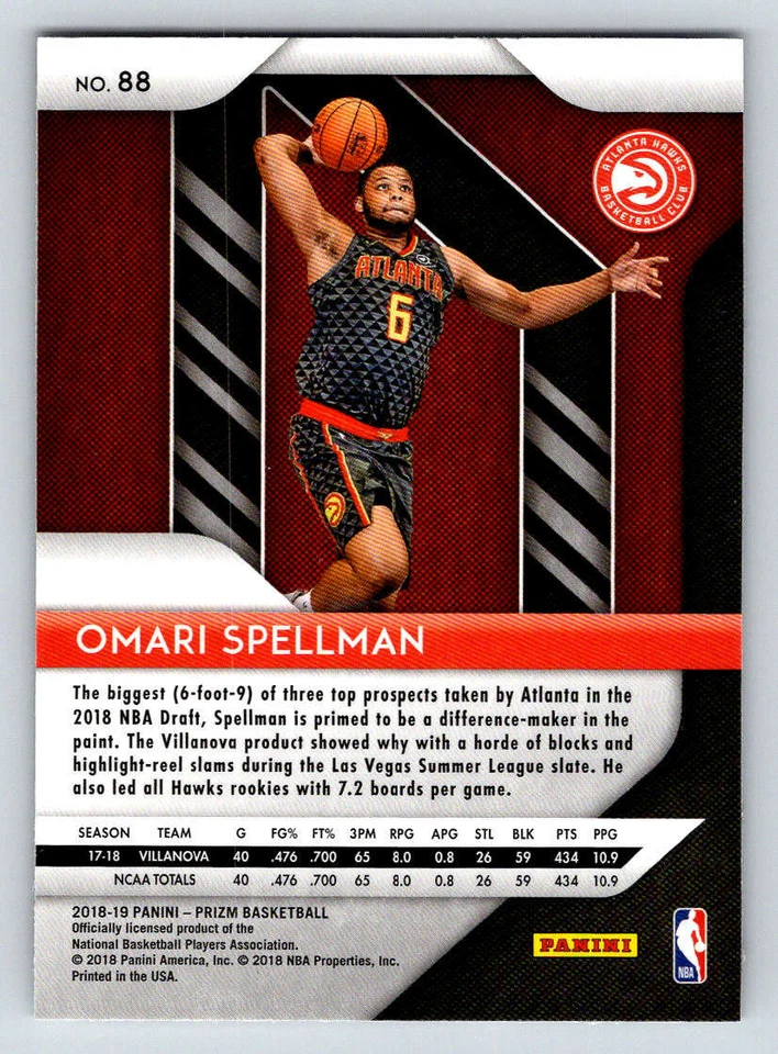2018-19 Panini Prizm #88 Omari Spellman RC (ref 179317) - Image 2 of 2