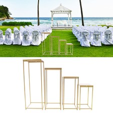 4PCS Metal Flower Rack Vase Stand Gold Flower Stand Column Wedding Party Decor