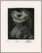 BROTHER AND SISTER; CHILDREN SIBLINGS Misbehaving. Original MEZZOTINT signed