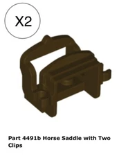 Lego 2 Pieces Dark Brown Horse Saddle with Two Clips / City Mini Figures Animal