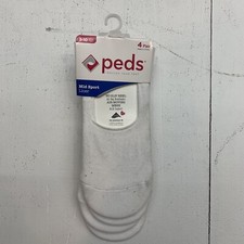 Peds Womens Mid sport Liner White 4 Pack Socks Size 5-10