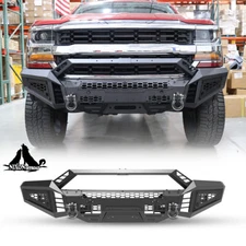 For 2016 2017 2018 Chevy Silverado 1500 Front Bumper w/Shackles+LED Pod Lights