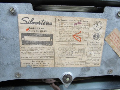 Vintage/Antique 1948/49 Silvertone 8005 Tube Radio Works Sears Blue Ice Metallic - Picture 9 of 10