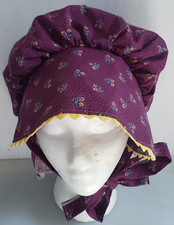Vintage Women's Bonnet Purple Cotton Large Hand Made Colonial Little House