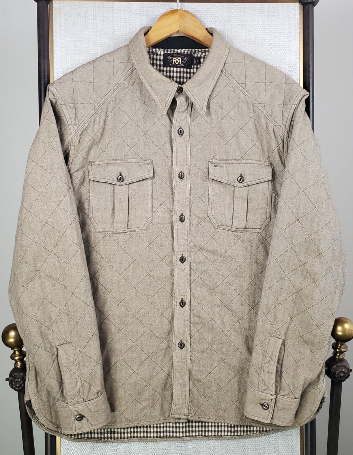 DOUBLE RL RRL Mens Size XL 100percent Cotton Overshirt Shacket Quilted Lined Thick