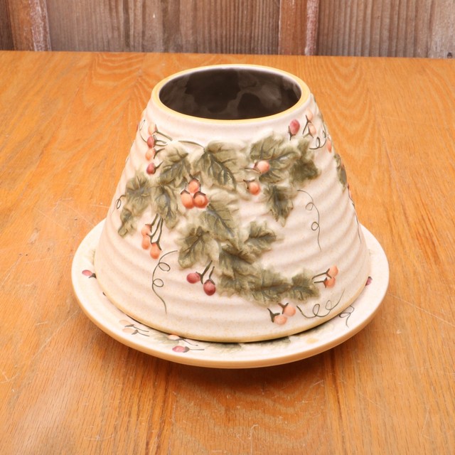 Yankee Candle Large Shade And Plate Holly Berries Leaves Christmas Winter For Sale Online