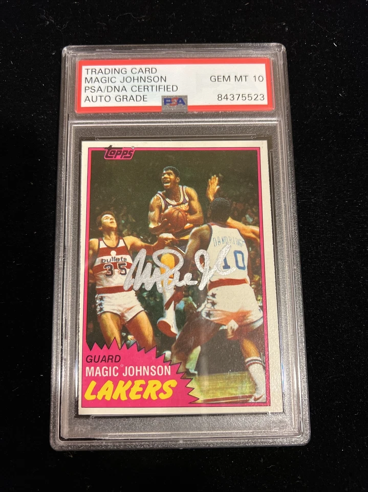 Autographed Magic Johnson Signed 1981 Topps #21 Lakers PSA Signature Graded 10 - Image 3 of 4