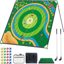 Large Golf Chipping Game Set with Mat, Balls  Clubs for Indoor/Outdoor Fun