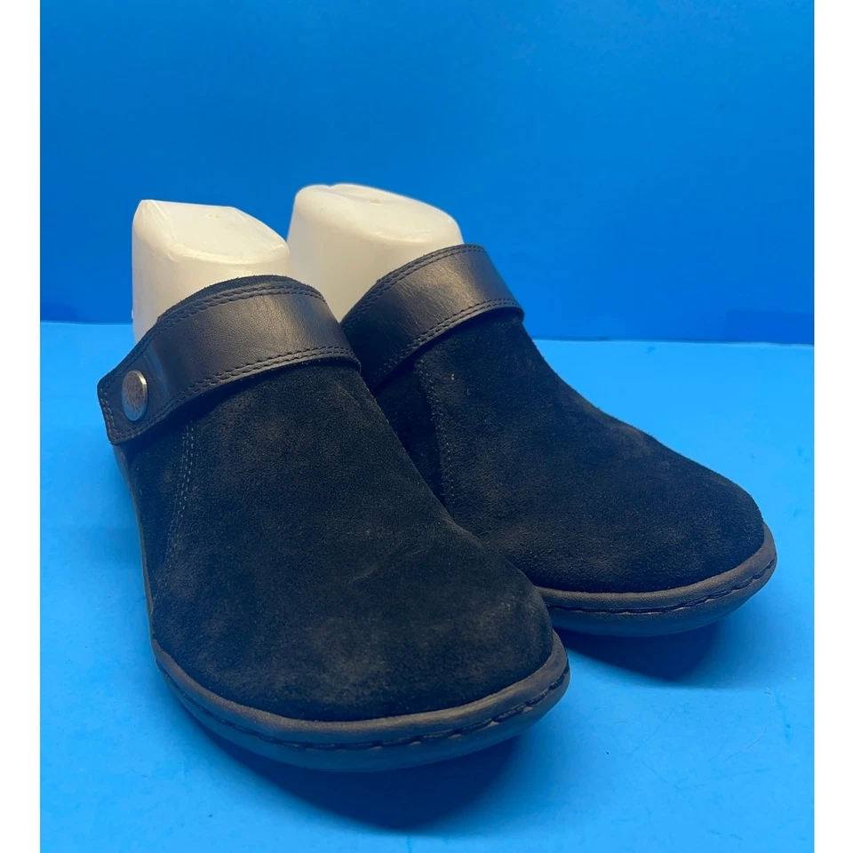  Zuecos Clarks Collection de cuero gamuza negro deslizables de mula corcho cómodos para mujer 9 Foto 2 de 4