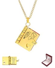 To My Love Book Necklace for Women,Openable Multi Layer Book Necklace with 6