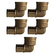 5 Pack XFITTING 3/4" PEX-B Barb x 1/2" Female NPT Threaded Elbow, Lead Free