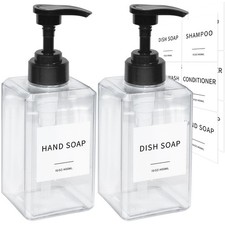 Clear Soap Dispenser with Waterproof Labels, Thickened Plastic Hand Soap