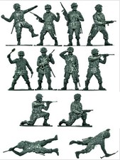 Airfix WWII U.S. Paratroops x 14 figures in 12 poses - 54mm - 1990s mint