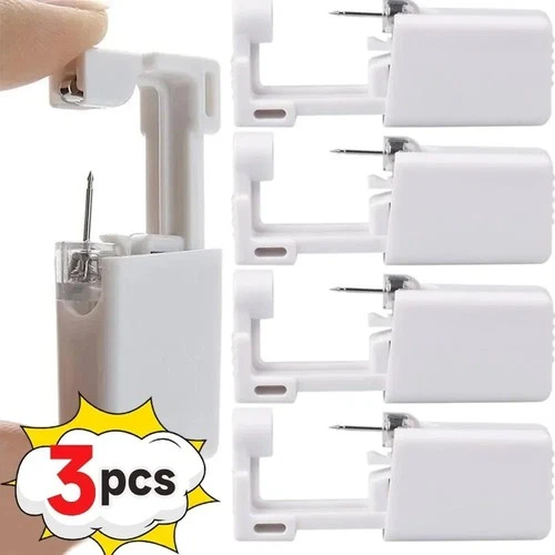 10× Ear Piercing Disposable Kit Silver Stud Earring Gun DIY Home Self Ear Sets U - product listing photo