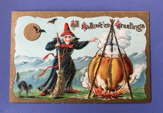 Vintage/ Antique 1908 1915 Halloween Greeting Postcard • Gottschalk