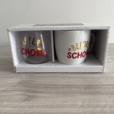 Teacher Gift Set Before Class - After Class Mug & Wine Glass Set