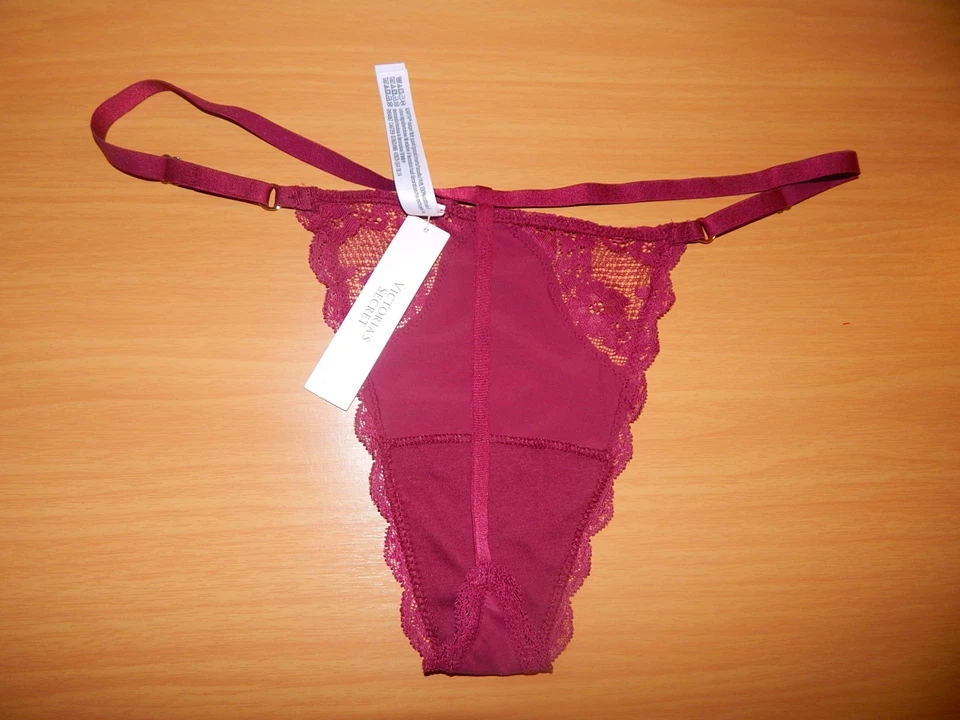 Victoria s Secret L Tanga V-String Thong Höschen Unterhose Panty  sexy bordeaux - Bild 3 von 4