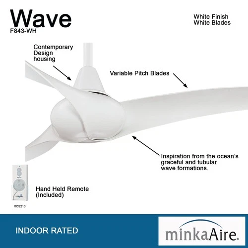 Minka Aire Wave 52" Ceiling Fan - White 3-Blade Remote Control - Picture 5 of 5