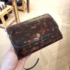 Tory Burch Emerson Tortoise Chain Wallet Clutch Crossbody Purse Bag 165943 425