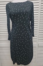 Ann Taylor Loft Black White Abstract Knit Dress Womens Sz S Side Cinch Lined 