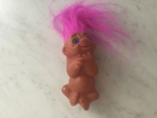 ORIGINAL VINTAGE THOMAS NORFIN BABY TROLL 1980'S PINK HAIR BLUE EYES
