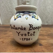 Vintage Moutarde Bocquet Yvetot 1735 Digoin & Sarreguemines France Mustard Jar