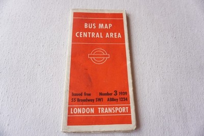 1939 No 3 Bus Map Central Area London Transport Bus Underground 