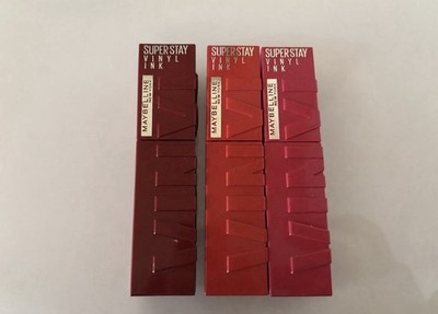 3x Maybelline Superstay Vinyl Ink Liquid Lipstick Royal, Red-Hot,Capricious NEU