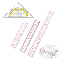 4X Geodreieck Lineal Kunststoff 15/20/30Cm 14Cm Transparent Schule Buero