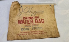 VINTAGE 1940's  J C HIGGINS DRINKING WATER BAG 2 GALLON BURLAP US SPORTING GOODS