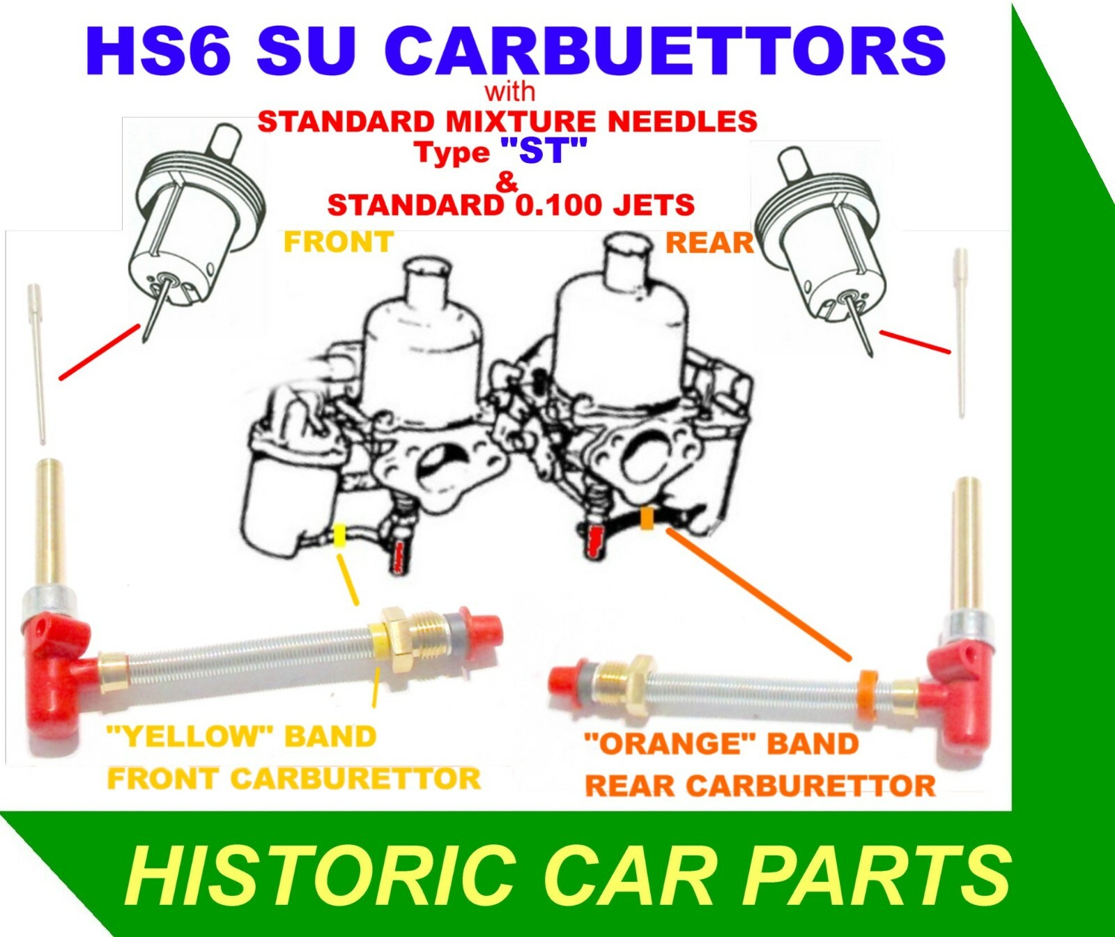 FUEL JETS & STD "ST" NEEDLES for HS6 SU CARBURETTORS on MGCGT MGC 2.9