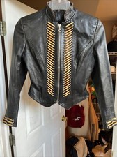 Chaqueta de moto de cuero Milwaukee para mujer talla pequeña palancas de madera rara usada en excelente estado