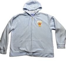 Vintage Disney Winnie the Pooh Fleece Full Zip Hoodie Womens XL Carolina Blue